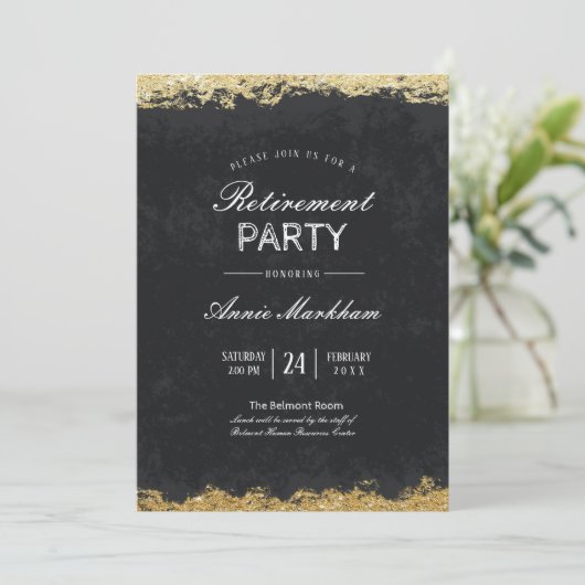 Elegante Gold Trim Velvet Pension Luncheon Einladung (Stehend Vorderseite)