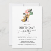 Elegante Gold Tropical Floral Gold Heelse Geburtst Einladung (Vorderseite)