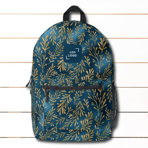 Elegante Gold Tropical Floral Logo Corporate Bedruckter Rucksack