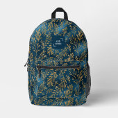 Elegante Gold Tropical Floral Logo Corporate Bedruckter Rucksack (Vorderseite)