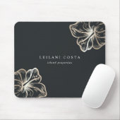 Elegante Gold Tropical Hibiskus Blume Mousepad (Mit Mouse)