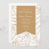 Elegante Gold Tropical Wedding Einladung (Vorne/Hinten)