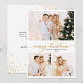 Elegante Gold Typografie 3 Multi-Foto Weihnachten (Vorne/Hinten)