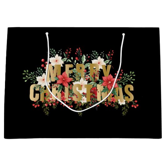 Elegante Gold Typografie Frohe Weihnachten Große Geschenktüte (Vorderseite)