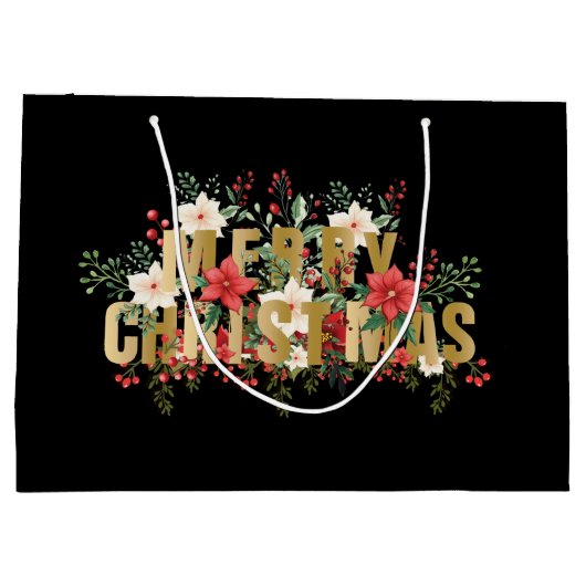 Elegante Gold Typografie Frohe Weihnachten Große Geschenktüte (Rückseite)