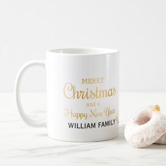 Elegante Gold Typografie Frohe Weihnachten Kaffeetasse (Mit Donut)
