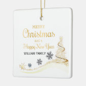 Elegante Gold Typografie Frohe Weihnachten Keramikornament (Links)