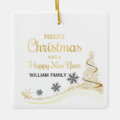 Elegante Gold Typografie Frohe Weihnachten Keramikornament (Vorderseite)