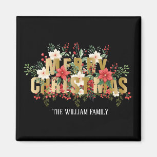 Elegante Gold Typografie Frohe Weihnachten Magnet