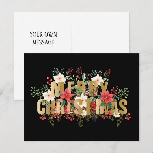 Elegante Gold Typografie Frohe Weihnachten Postkarte (Vorne/Hinten)