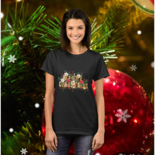 Elegante Gold Typografie Frohe Weihnachten T-Shirt