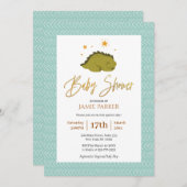 Elegante Gold Typografie Niedlich Dinosaur Babydus Einladung (Vorne/Hinten)