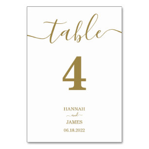 Elegante Gold Typografy Calligraphy Wedding Tischnummer