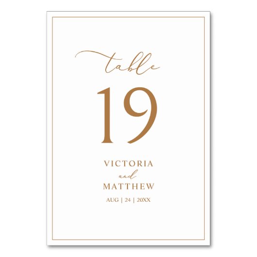 Elegante Gold Typografy Rustic Wedding Table Cards Tischnummer (Rückseite)