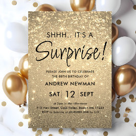 Elegante Gold Überraschung Einladung zum Geburtsta