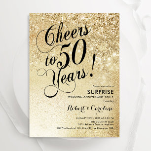 Elegante Gold-Überraschung zum 50. Jubiläum Einladung