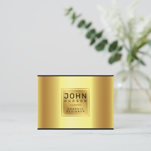 Elegante Gold- und Black-Business-Karte Visitenkarte (Stehend Vorderseite)