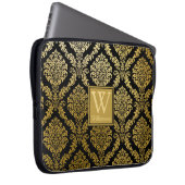 Elegante Gold- und Black Damask Print Personalisie Laptopschutzhülle (Vorne Rechts)