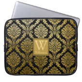 Elegante Gold- und Black Damask Print Personalisie Laptopschutzhülle (Vorderseite)