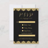 Elegante Gold und Black Islamic QR Code RSVP Card Einladung (Vorderseite)