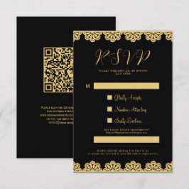 Elegante Gold und Black Islamic QR Code RSVP Card Einladung