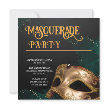 Elegante Gold- und Black Masquerade-Party Einladun