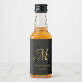 Elegante Gold- und Black Monogram-Gastgeschenk Hoc Alkoholflaschenetikett (Vorderseite)