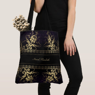 Elegante Gold- und Black Monogram Tote Bag Tasche