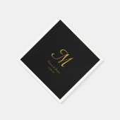 Elegante Gold und Black Monogram Wedding Party Serviette (Ecke)