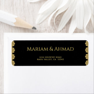 Elegante Gold- und Black-Ornamental-Hochzeitsadres