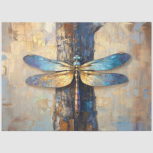 Elegante Gold- und Blau-Libellen-Kunst Seidenpapier