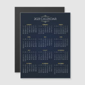 Elegante Gold und Blue 2023 Kalender Magnetkarte (Vorne/Hinten)