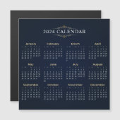 Elegante Gold und Blue 2024 Kalender Magnetkarte (Vorne/Hinten)