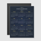 Elegante Gold und Blue 2024 Kalender Magnetkarte (Vorne/Hinten)