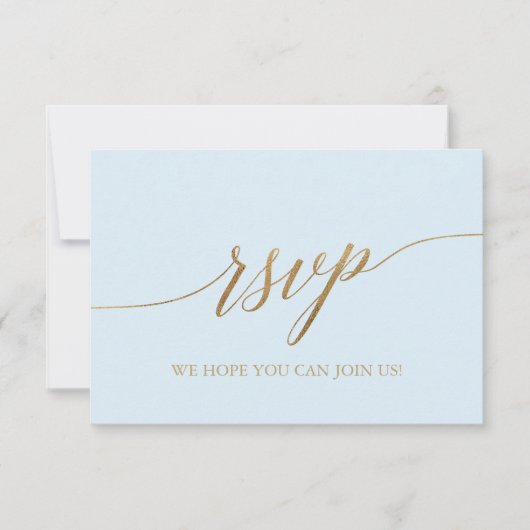 Elegante Gold und Blue Calligraphy Einfache RSVP-K RSVP Karte (Vorderseite)