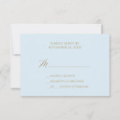 Elegante Gold und Blue Calligraphy Einfache RSVP-K RSVP Karte (Rückseite)
