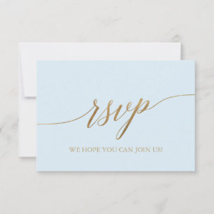 Elegante Gold und Blue Calligraphy Einfache RSVP-K RSVP Karte