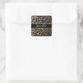 Elegante Gold und Blue Leopard Print Quadratischer Aufkleber (Tasche)
