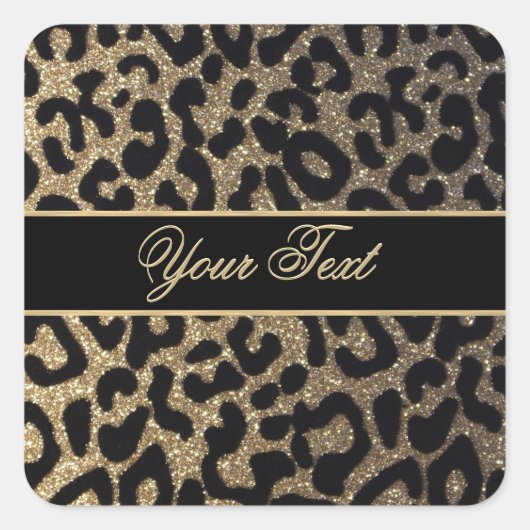 Elegante Gold und Blue Leopard Print Quadratischer Aufkleber (Vorderseite)
