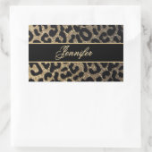 Elegante Gold und Blue Leopard Print Rechteckiger Aufkleber (Tasche)