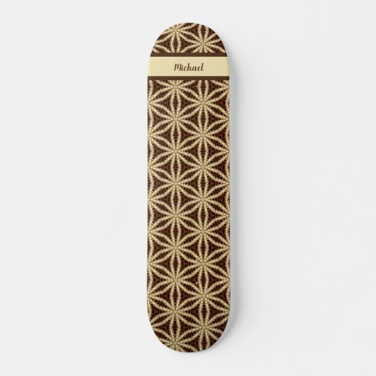 Elegante Gold und Brown Star Anise Skateboard (Vorne)