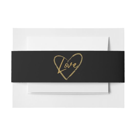 Elegante Gold- und Coppertone Foil Liebe Schwarz Einladungsbanderole (Vorderseite Beispiel)