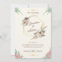Elegante Gold- und Creme-Minimalismus-Hochzeits-Ei Einladung