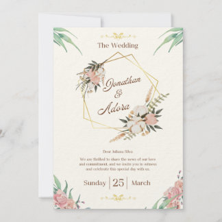 Elegante Gold- und Creme-Minimalismus-Hochzeits-Ei Einladung
