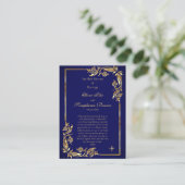 Elegante Gold- und Dunkelblau-Hochzeitskarte Platzkarte (Stehend Vorderseite)