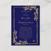 Elegante Gold- und Dunkelblau-Hochzeitskarte Platzkarte (Vorderseite)