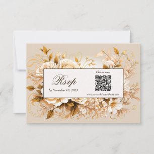 Elegante Gold- und Elfenblumen-QR-Code-RSVP-Karte RSVP Karte