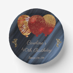 Elegante Gold- und Glitterrote Luftballons zum Geb Pappteller