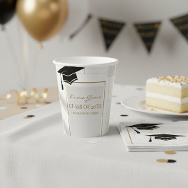 Elegante Gold- und Grau-Abiturparty Pappbecher