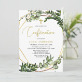Elegante Gold- und grüne botanische Bestätigung Einladung (Stehend Vorderseite)